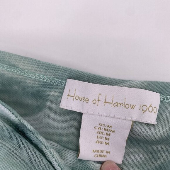 House of Harlow 1960 Size Medium Midi Skirt Green Tie Dye Ruched Mesh - Picture 7 of 9